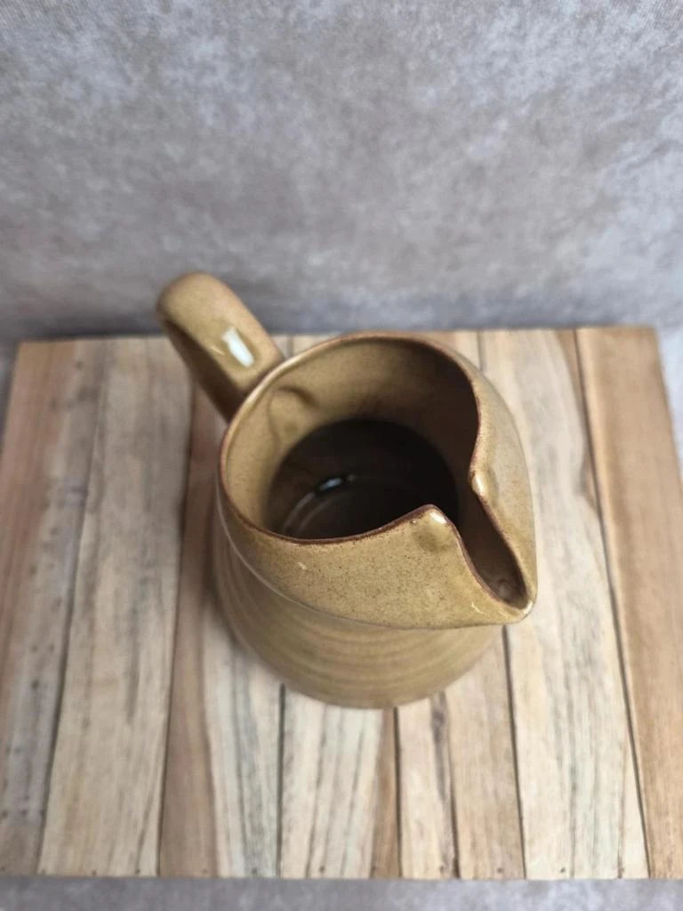 Vintage glazed stoneware jug in beige - original shape – photo 5